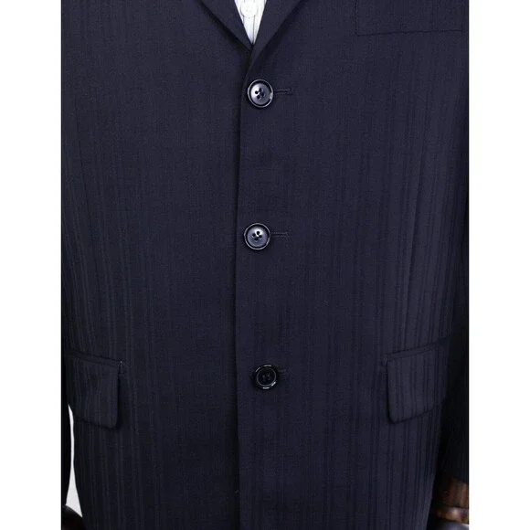 Mantoni Super 140s Mens 40s Wool Blue Striped Blazer Jacket 3 button EUC - Picture 7 of 13